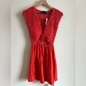 ASOS Orange Crochet Sleeveless Dress